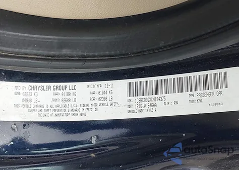 2012 Chrysler 200 Touring from USA, damaged, VIN 1C3BCBEGXCN184375